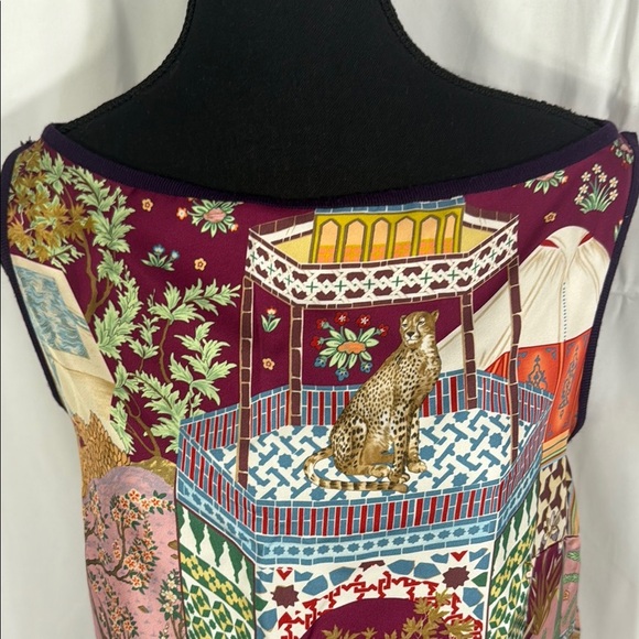 Salvatore Ferragamo Limited Edition Burgundy Multicolor Silk Top Size S - Picture 4 of 10